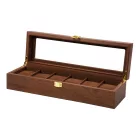 Natural brown wooden watch box for 6 watches 976