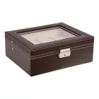 Edelwolle brown stitched faux leather watch box for 8 watches 978