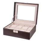 Edelwolle brown stitched faux leather watch box for 8 watches 978