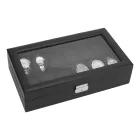 Edelwolle carbon-pattern black faux leather watch box with window for 12 watches 983